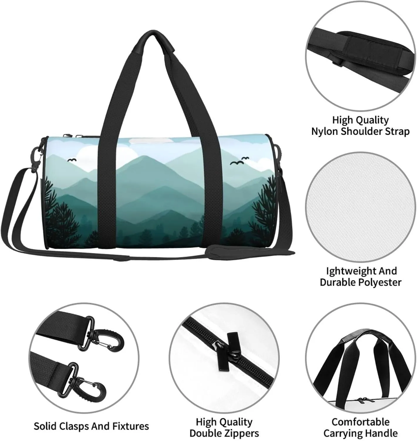 Travel Duffle Bag for Men Women, Mountain Landscape Duffle Bags for Sport Gym Overnight Luggage