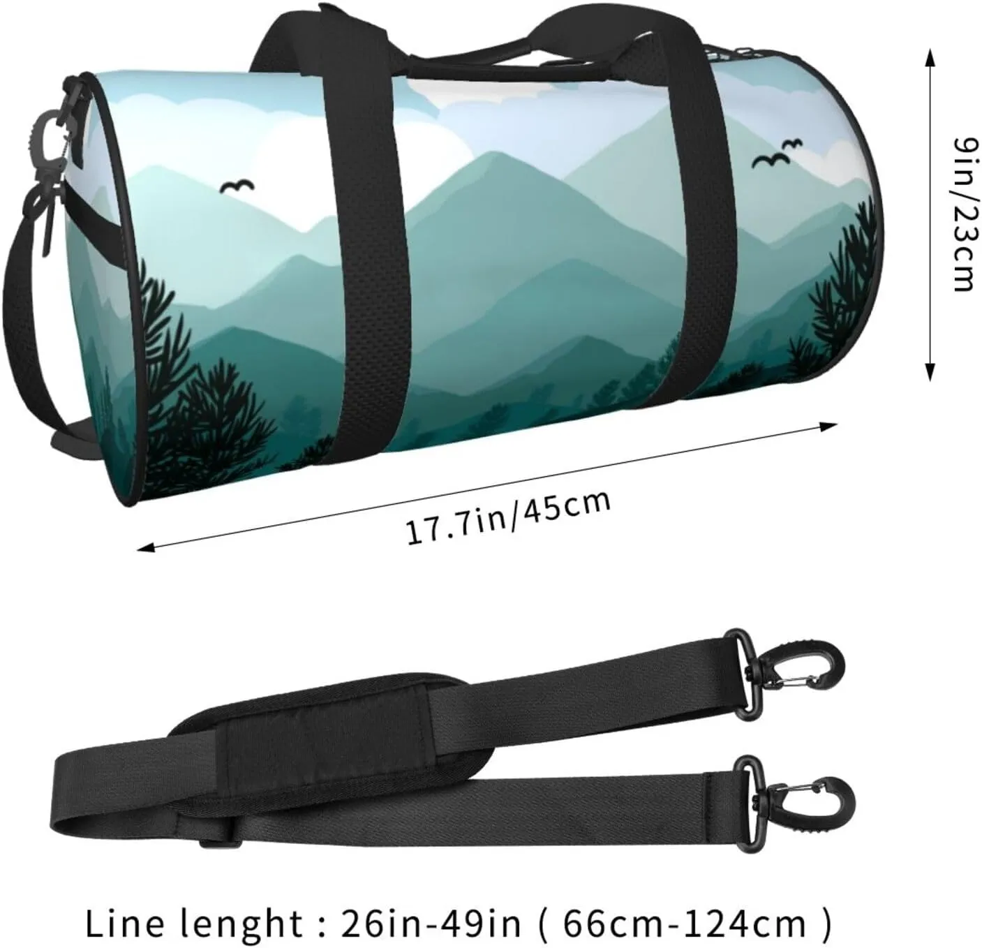 Travel Duffle Bag for Men Women, Mountain Landscape Duffle Bags for Sport Gym Overnight Luggage