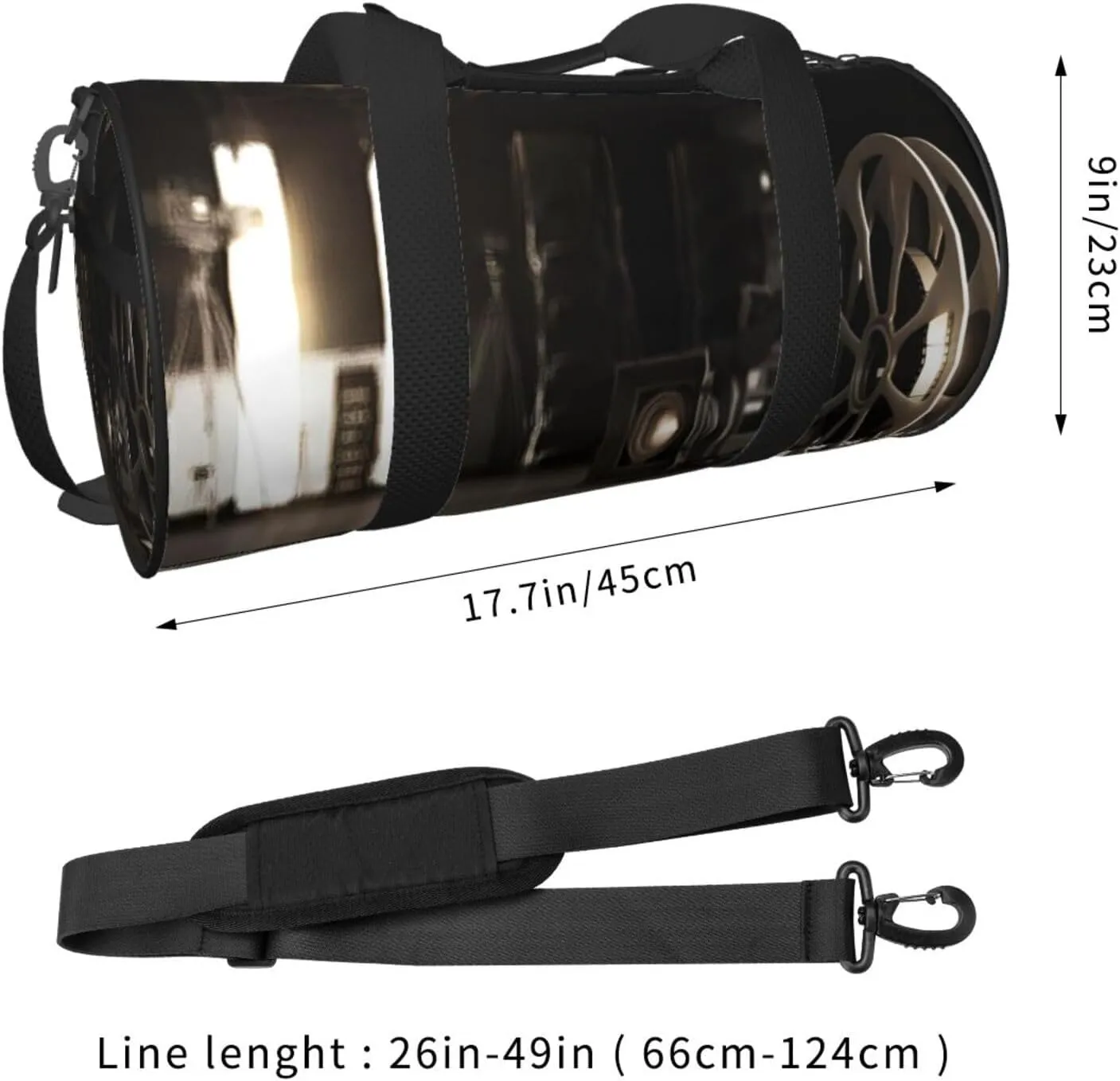Travel Duffle Bag for Men Women, Movie Film Reel Tape Cinema Duffle Bags for Sport Gym Overnight Luggage