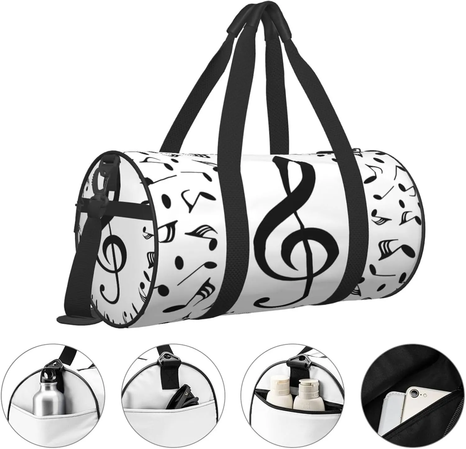 Travel Duffle Bag for Men Women, Music Musical Notes Duffle Bags for Sport Gym Overnight Luggage