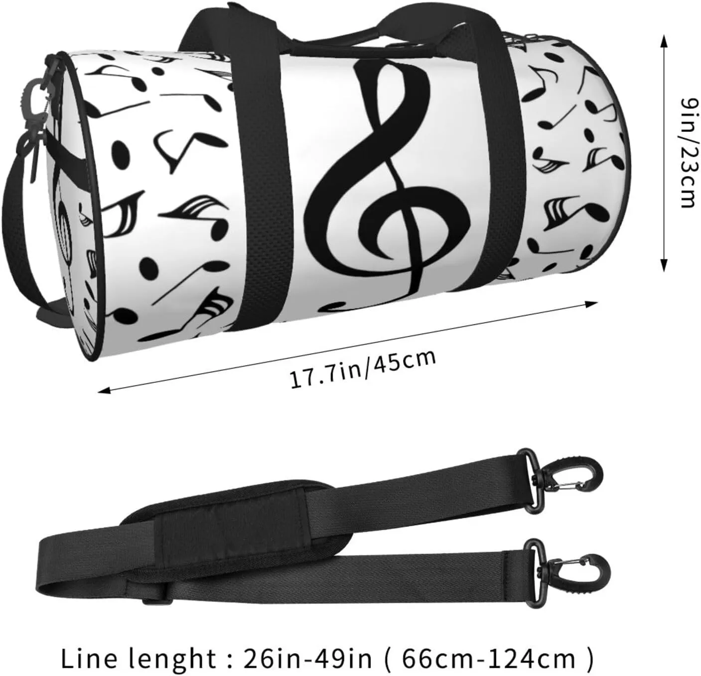 Travel Duffle Bag for Men Women, Music Musical Notes Duffle Bags for Sport Gym Overnight Luggage