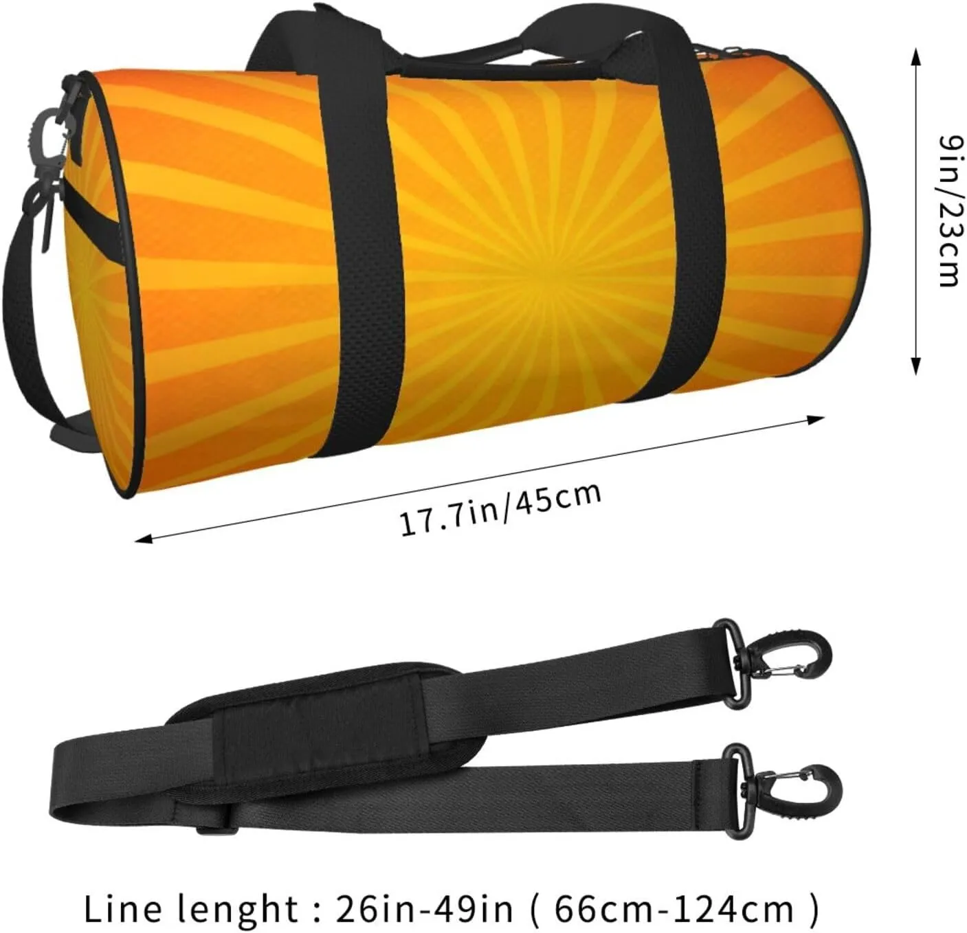 Travel Duffle Bag for Men Women, Orange Sunburst Duffle Bags for Sport Gym Overnight Luggage