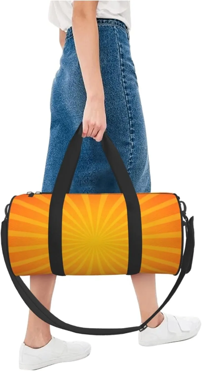 Travel Duffle Bag for Men Women, Orange Sunburst Duffle Bags for Sport Gym Overnight Luggage