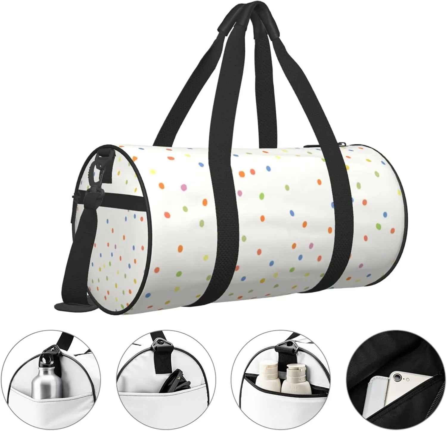 Travel Duffle Bag for Men Women, Polka Dot Duffle Bags for Sport Gym Overnight Luggage