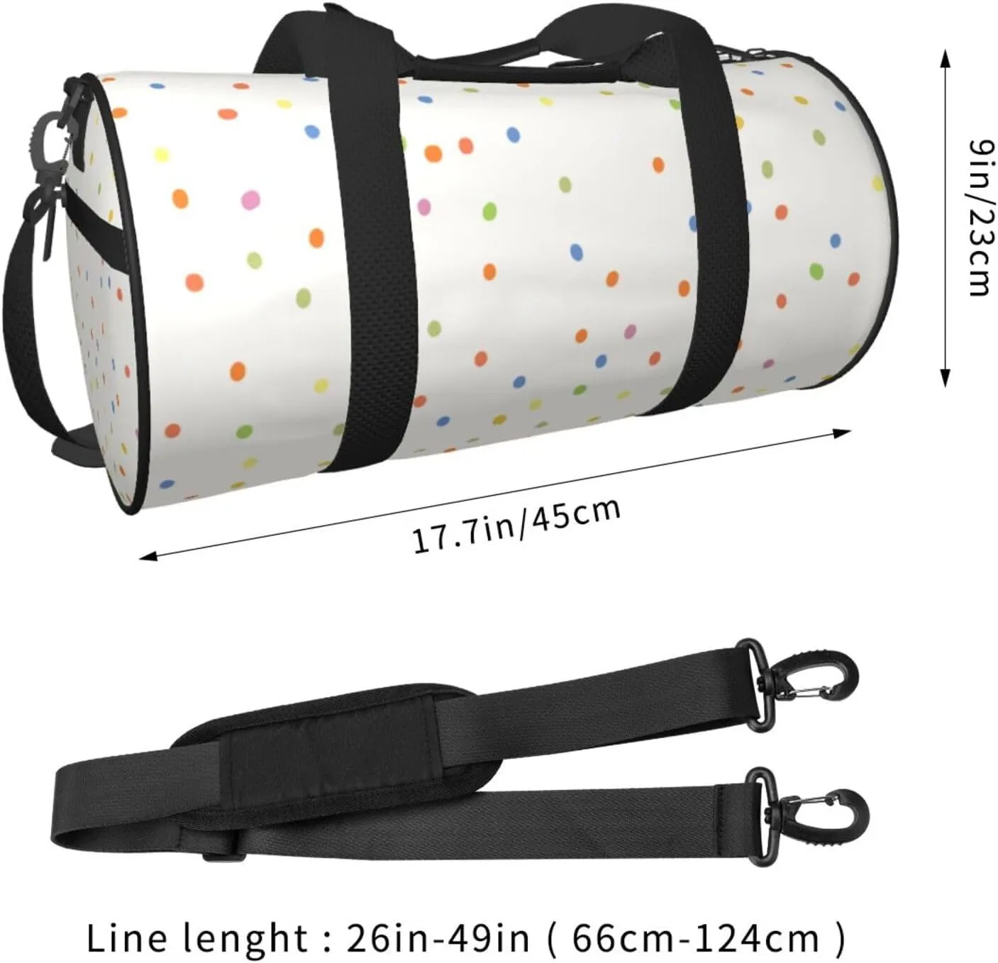 Travel Duffle Bag for Men Women, Polka Dot Duffle Bags for Sport Gym Overnight Luggage