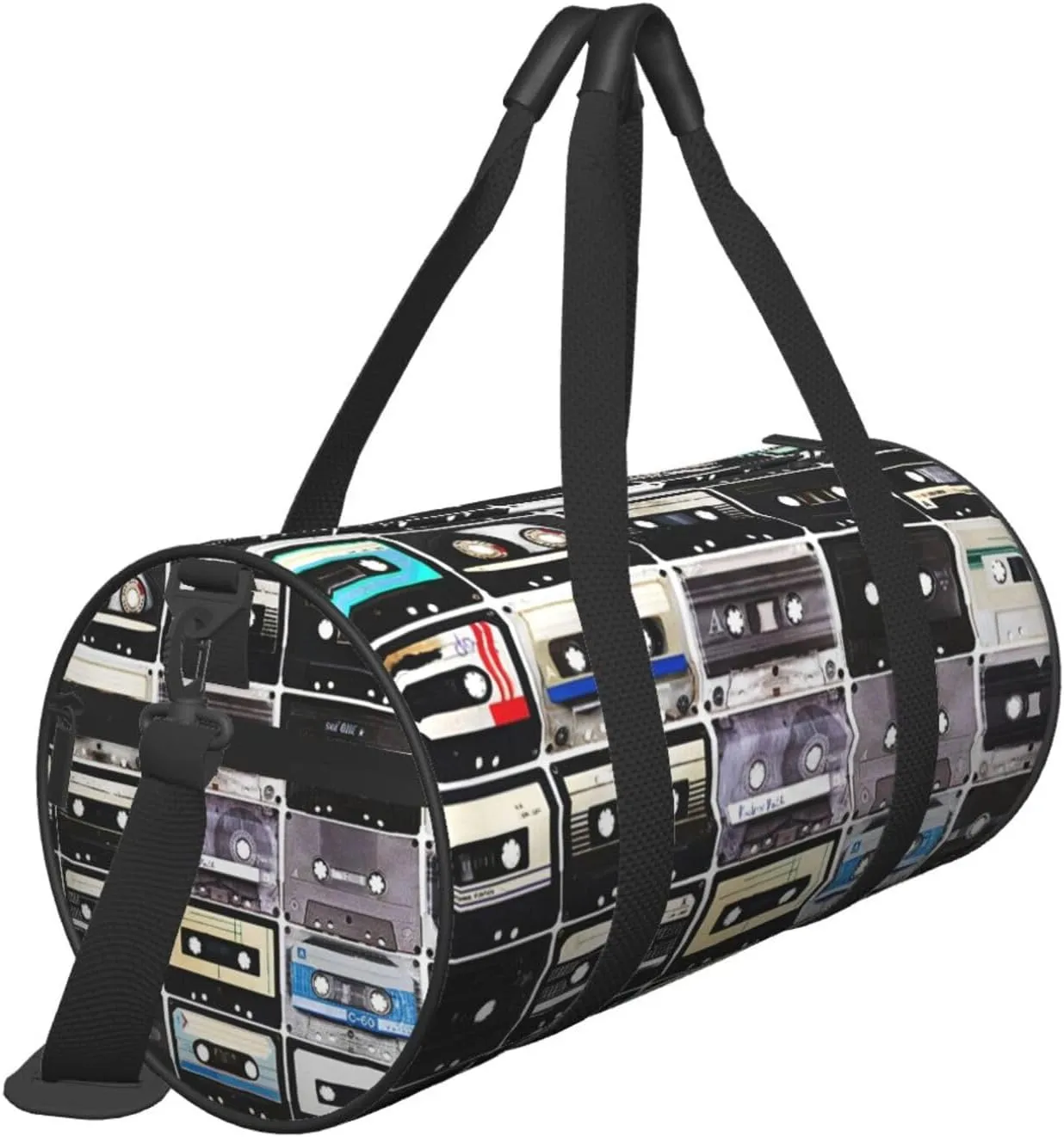 Travel Duffle Bag for Men Women, Retro Cassette Tape Duffle Bags for Sport Gym Overnight Luggage