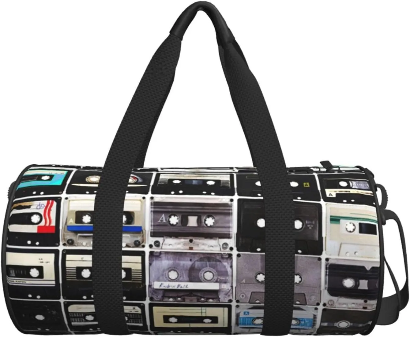Travel Duffle Bag for Men Women, Retro Cassette Tape Duffle Bags for Sport Gym Overnight Luggage