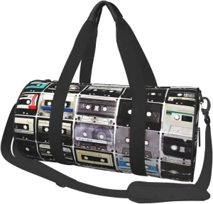 Travel Duffle Bag for Men Women, Retro Cassette Tape Duffle Bags for Sport Gym Overnight Luggage
