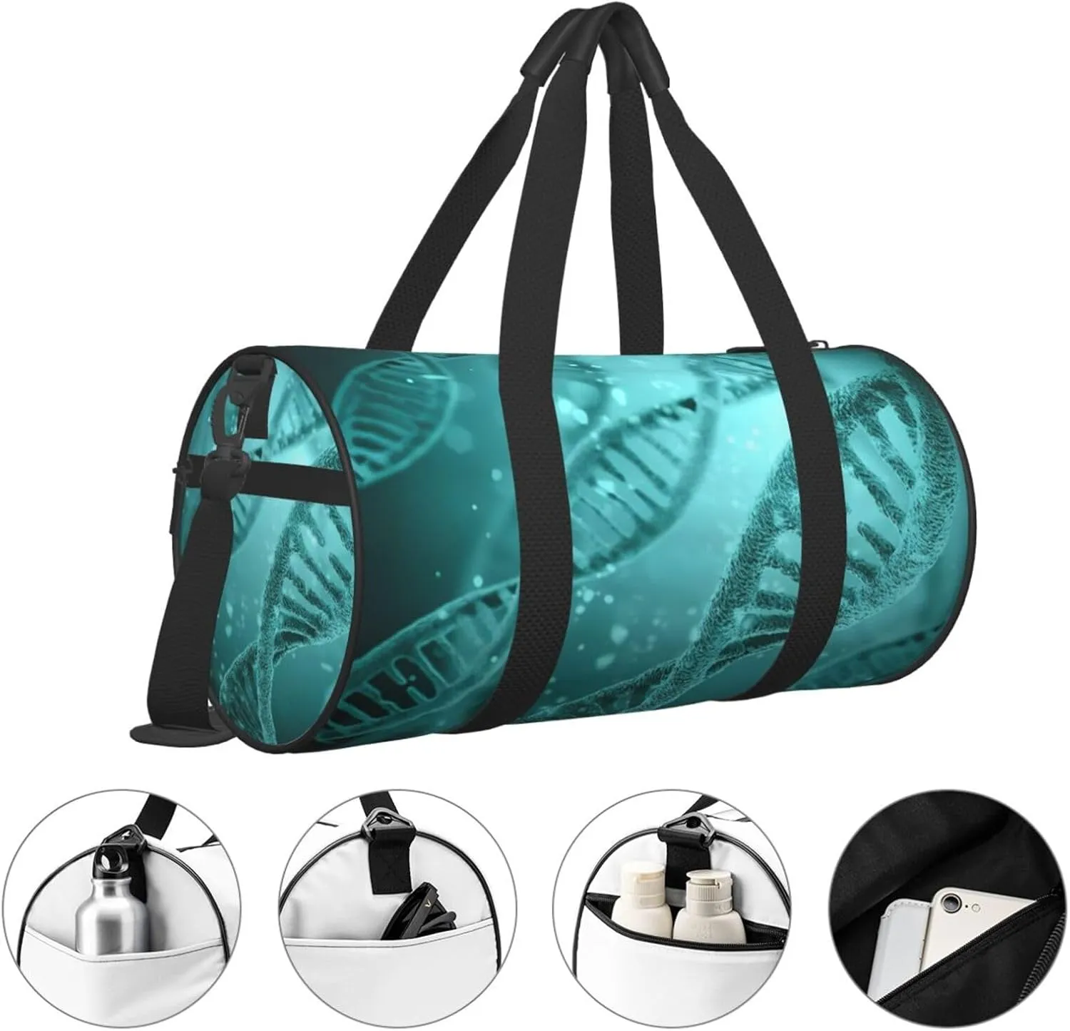 Travel Duffle Bag for Men Women, Science Biology Digital Dna Duffle Bags for Sport Gym Overnight Luggage