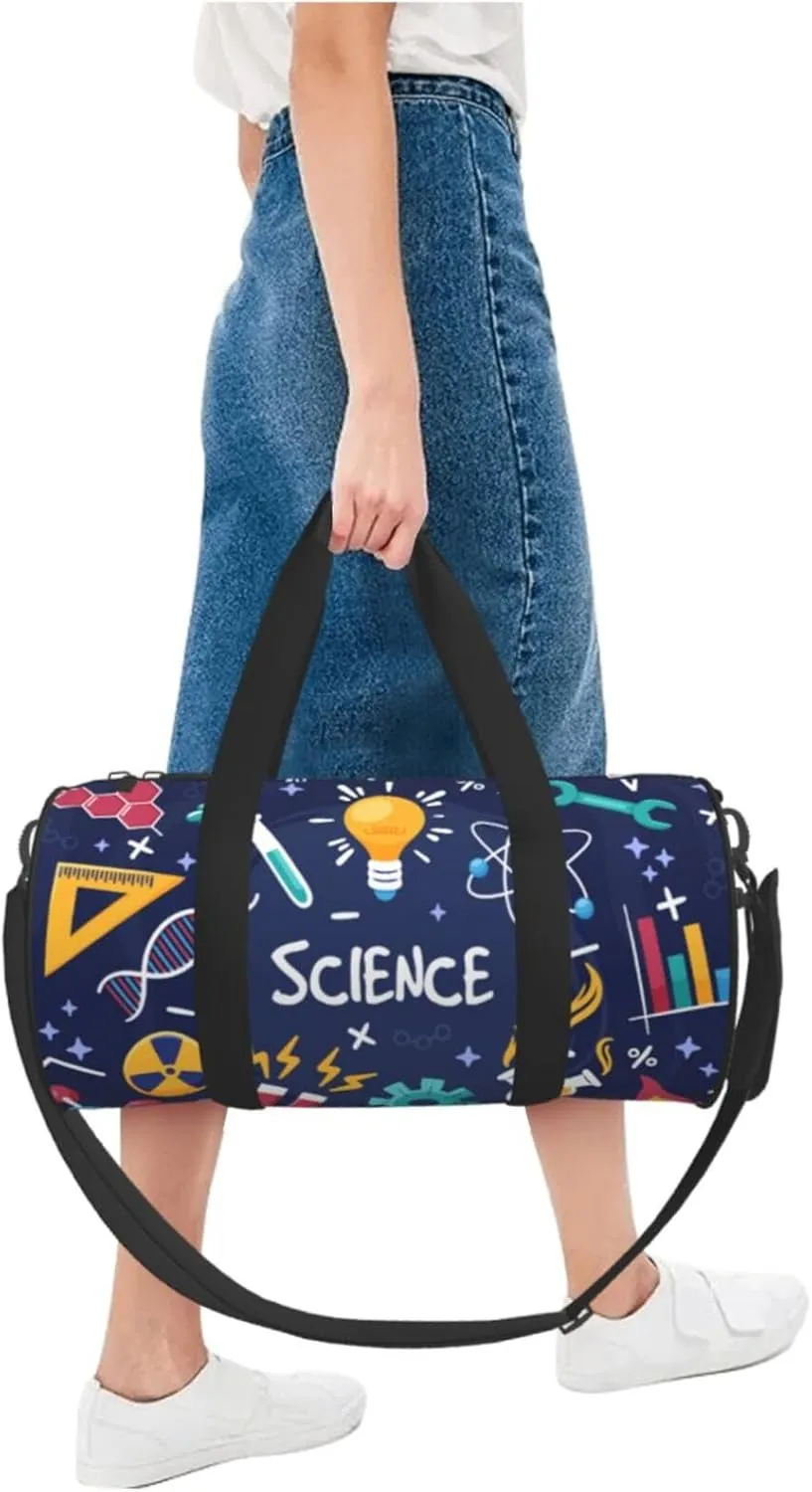 Travel Duffle Bag for Men Women, Science Education Blue Duffle Bags for Sport Gym Overnight Luggage