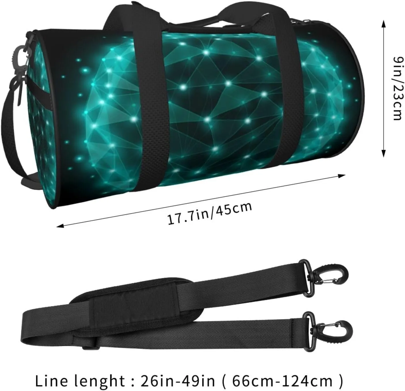 Travel Duffle Bag for Men Women, Sphere Polygonal Dot Web Network Duffle Bags for Sport Gym Overnight Luggage