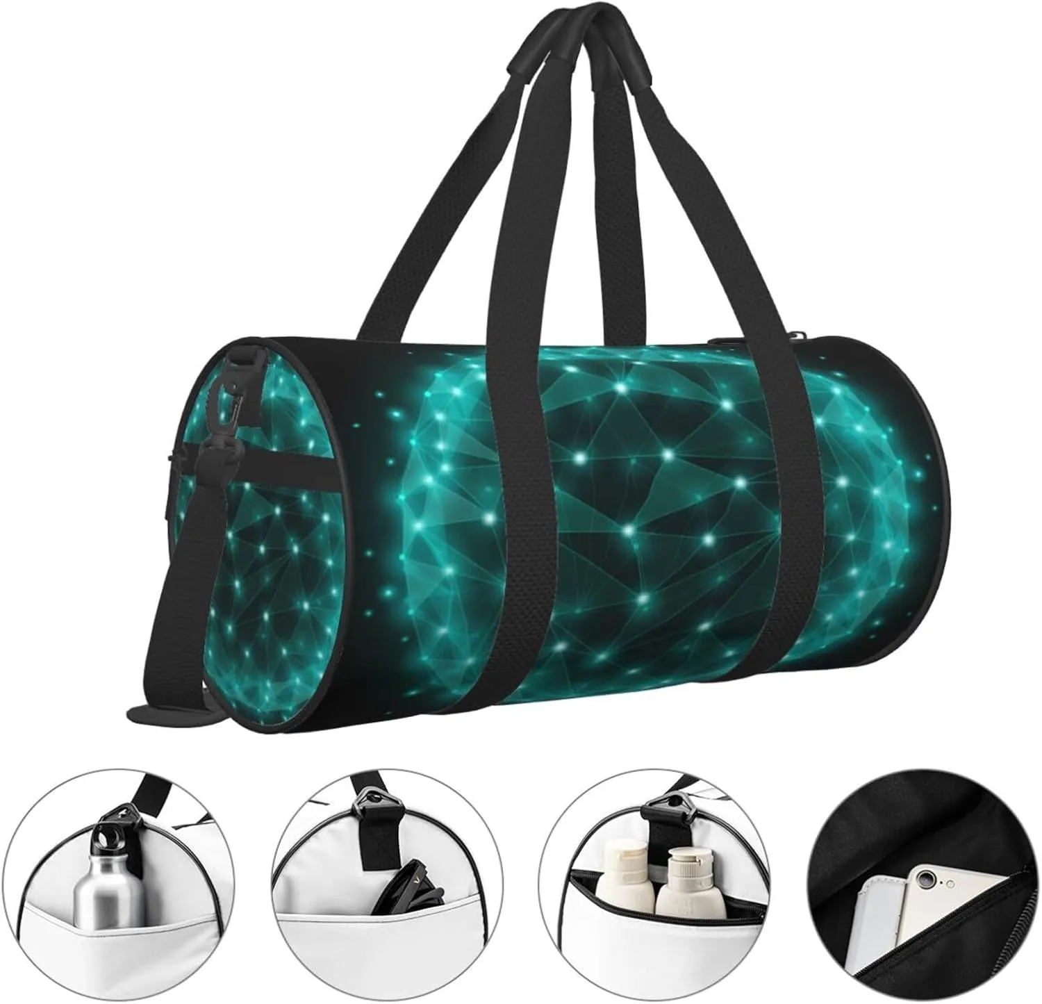 Travel Duffle Bag for Men Women, Sphere Polygonal Dot Web Network Duffle Bags for Sport Gym Overnight Luggage