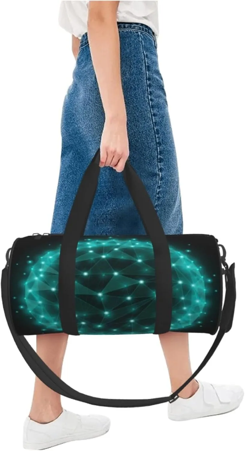 Travel Duffle Bag for Men Women, Sphere Polygonal Dot Web Network Duffle Bags for Sport Gym Overnight Luggage