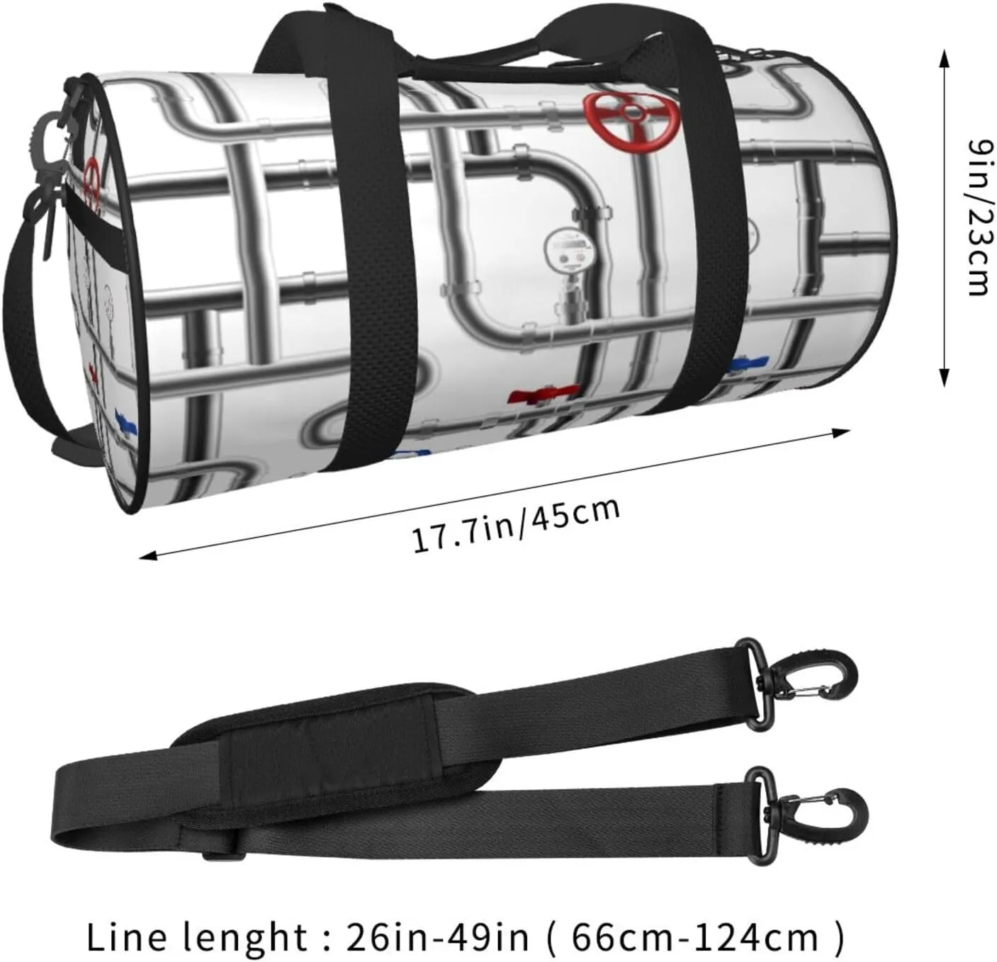 Travel Duffle Bag for Men Women, Steel Pipeline Duffle Bags for Sport Gym Overnight Luggage
