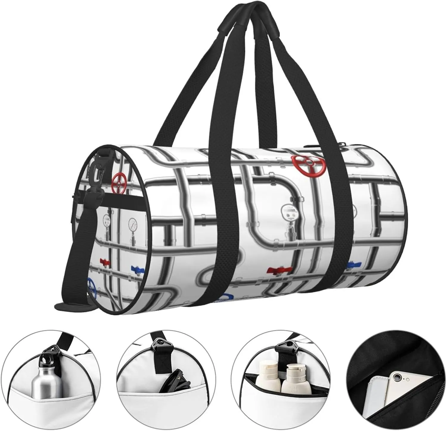 Travel Duffle Bag for Men Women, Steel Pipeline Duffle Bags for Sport Gym Overnight Luggage