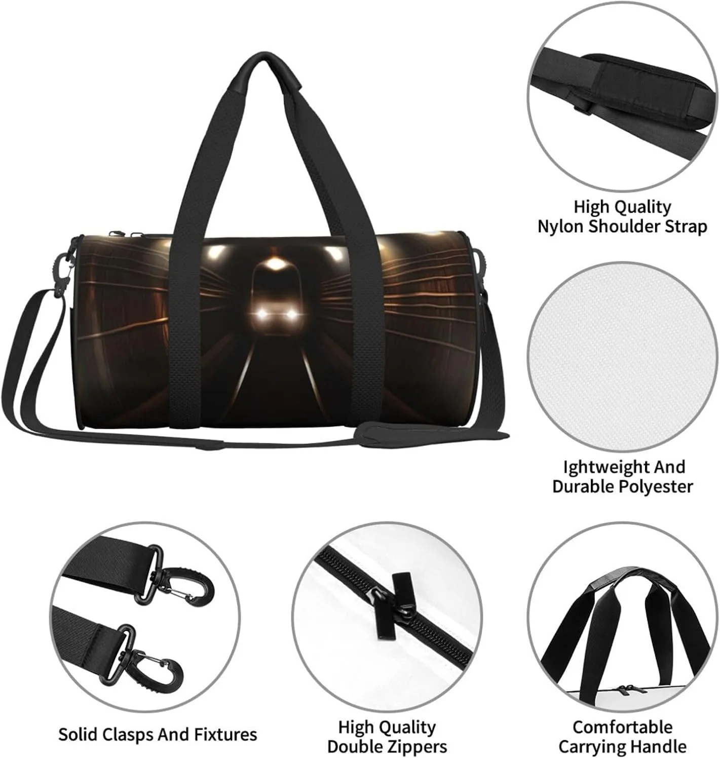 Travel Duffle Bag for Men Women, Subway Train Metro Duffle Bags for Sport Gym Overnight Luggage