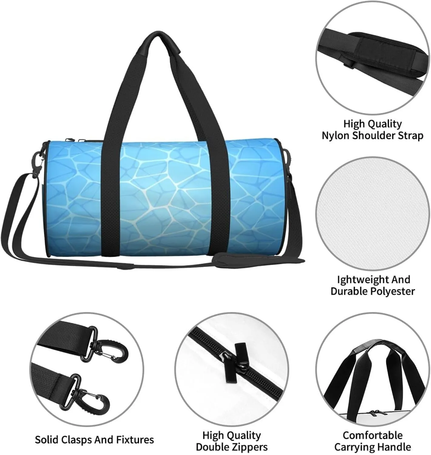 Travel Duffle Bag for Men Women, Swimming Pool 1 Duffle Bags for Sport Gym Overnight Luggage
