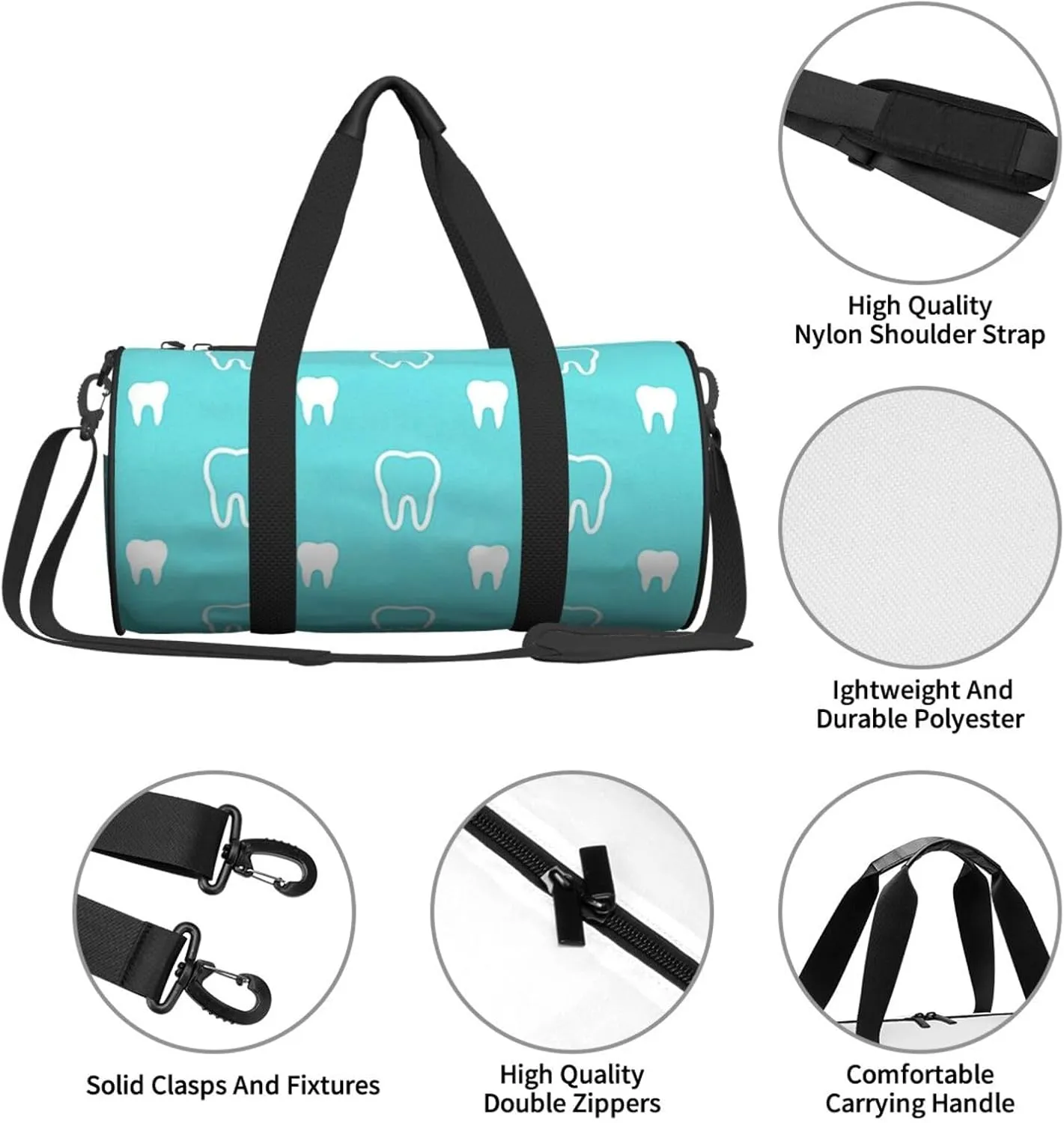 Travel Duffle Bag for Men Women, Teeth Dentist Duffle Bags for Sport Gym Overnight Luggage