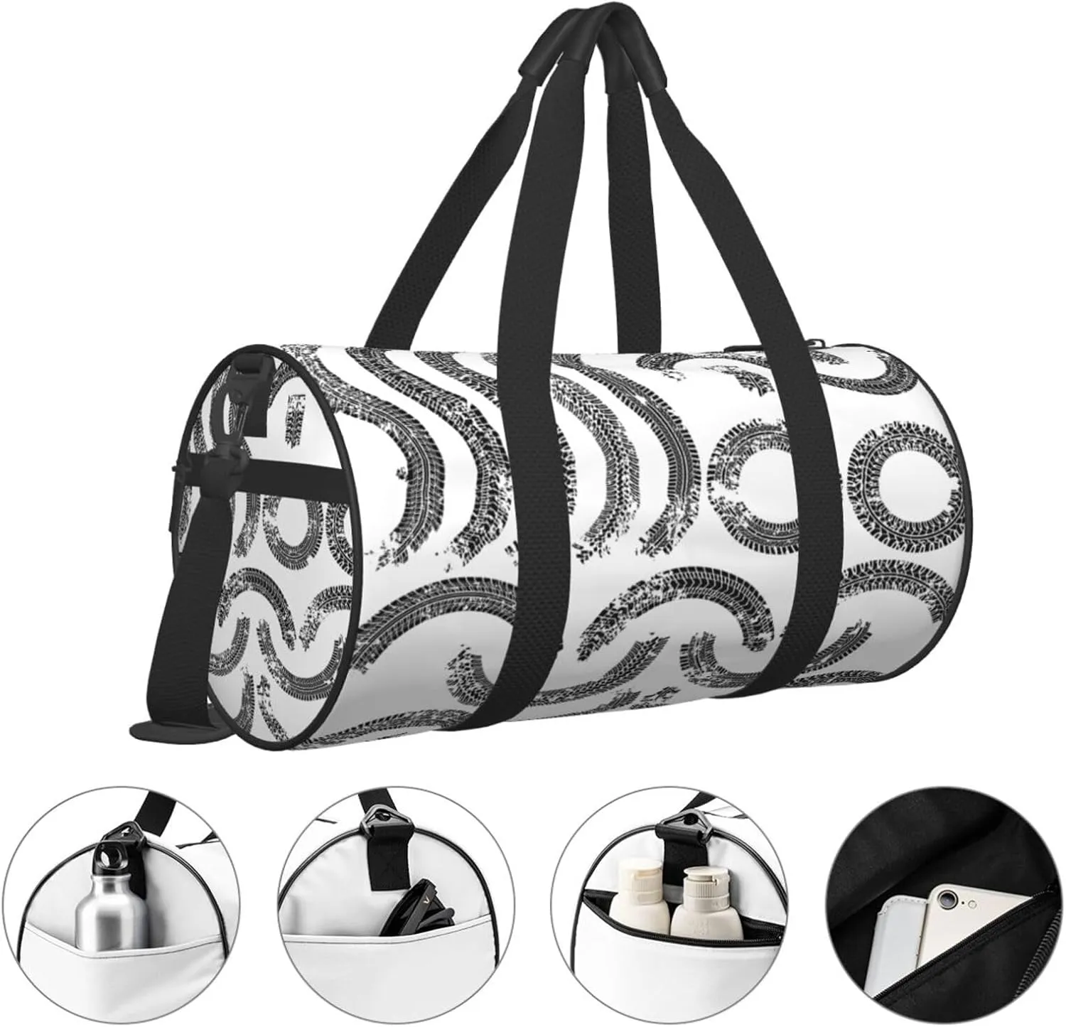 Travel Duffle Bag for Men Women, Tire Traces Duffle Bags for Sport Gym Overnight Luggage