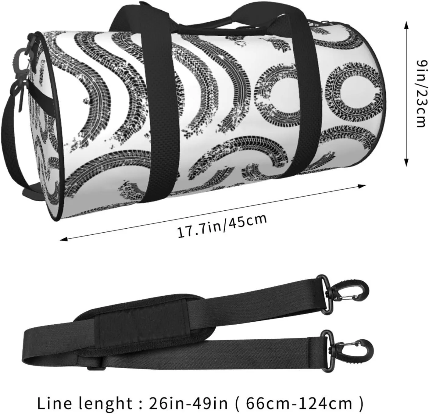 Travel Duffle Bag for Men Women, Tire Traces Duffle Bags for Sport Gym Overnight Luggage