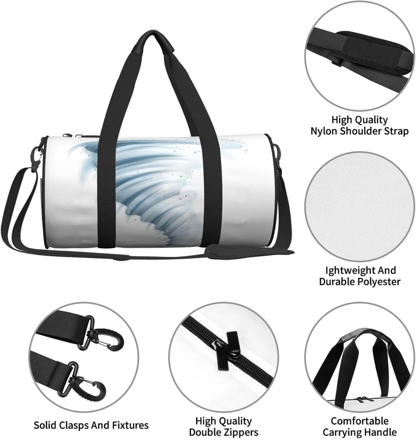 Travel Duffle Bag for Men Women, Tornado Duffle Bags for Sport Gym Overnight Luggage