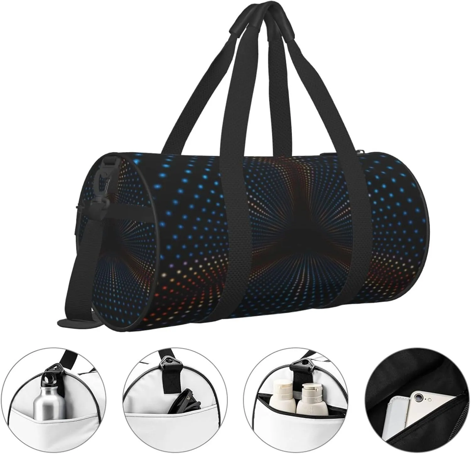 Travel Duffle Bag for Men Women, Triangular Polka Dots Tunnel Duffle Bags for Sport Gym Overnight Luggage