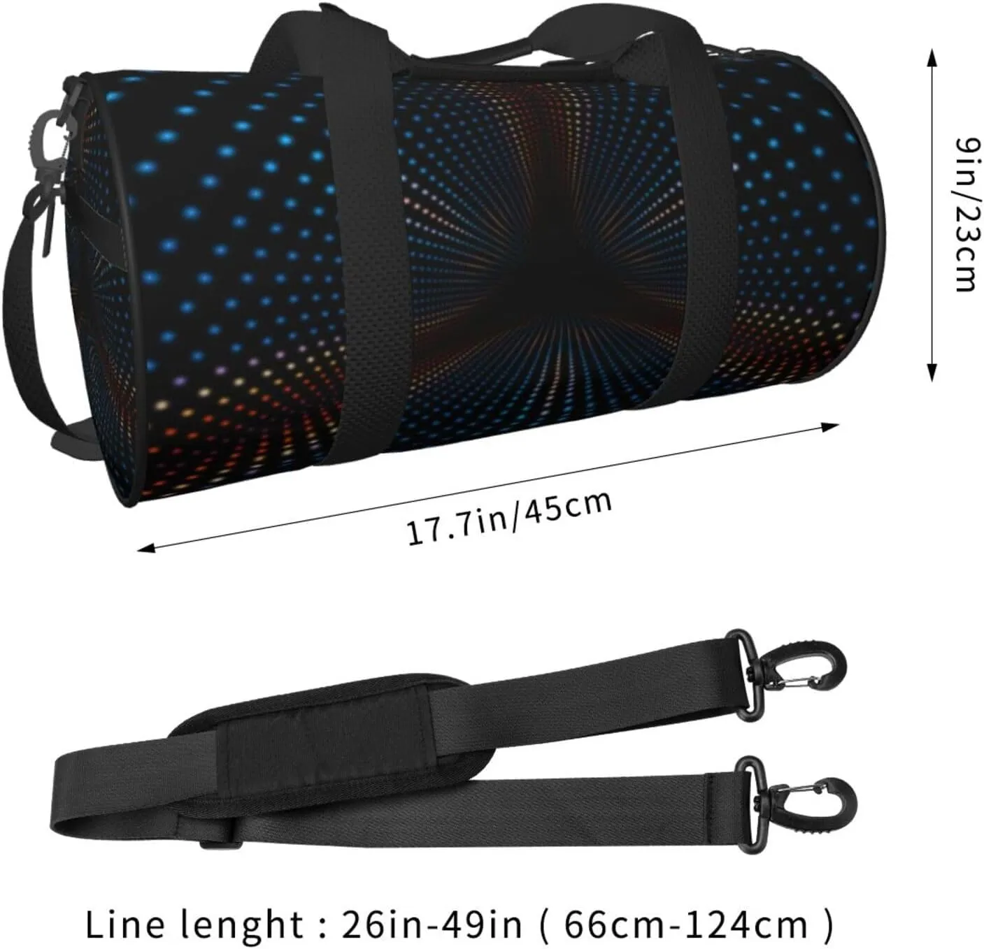 Travel Duffle Bag for Men Women, Triangular Polka Dots Tunnel Duffle Bags for Sport Gym Overnight Luggage