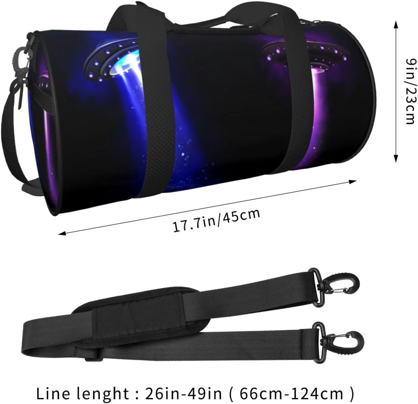Travel Duffle Bag for Men Women, Ufo Alien Space Ships Duffle Bags for Sport Gym Overnight Luggage