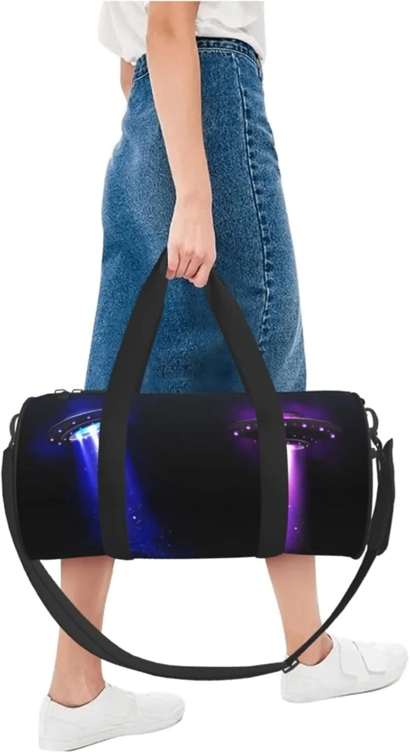 Travel Duffle Bag for Men Women, Ufo Alien Space Ships Duffle Bags for Sport Gym Overnight Luggage