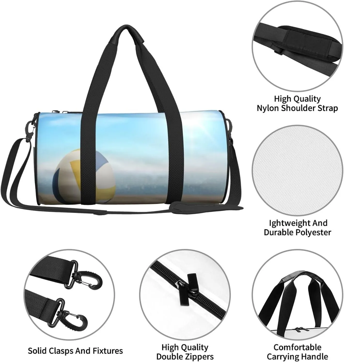 Travel Duffle Bag for Men Women, Volleyball Sandy Beach Duffle Bags for Sport Gym Overnight Luggage