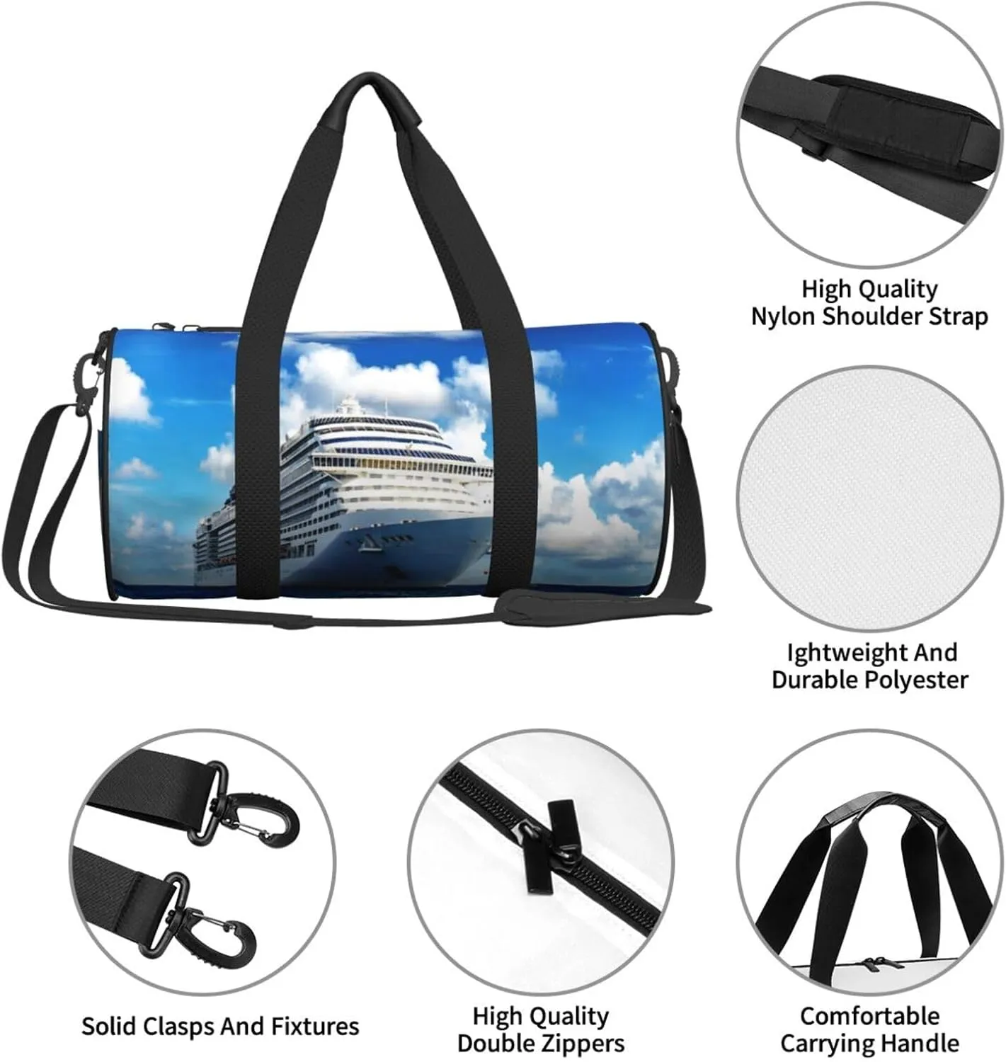 Travel Duffle Bag for Men Women, Voyage Cruise Ship Crystal Duffle Bags for Sport Gym Overnight Luggage