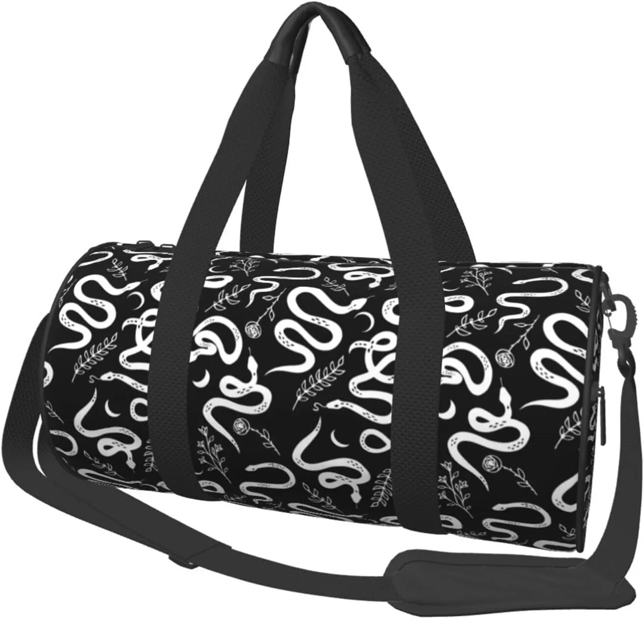 Travel Duffle Bag, Sketch Simple White Snake Sports Gym Bag for Women Men, Carry On Bag Weekender Overnight Duffel Bag, Personal Item Travel Bag
