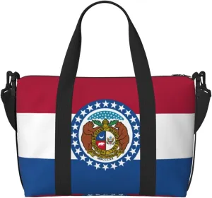 Travel Duffle Bag Weekender Bag Carry On Tote Bag Sport Gym Bag for Women Men Missouri State Flag Print