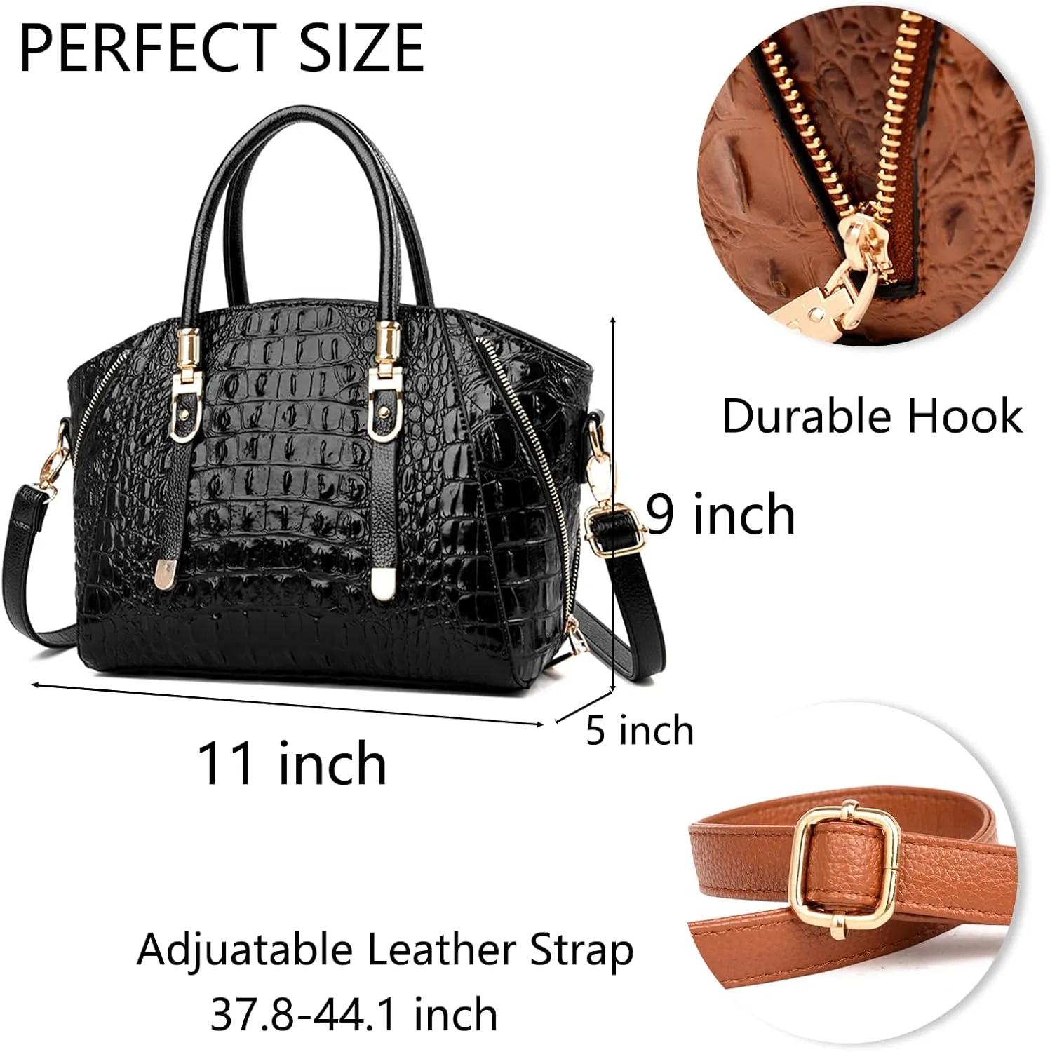 Trendy Crocodile Handbags for Women: Large Capacity Leather Handbag Crossbody Bags with Shoulder Strap Ideal Choice