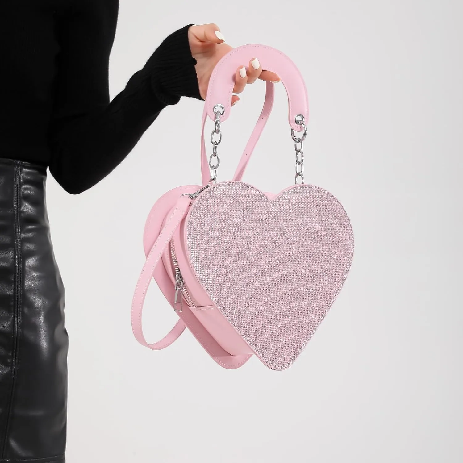 Trendy Heart Crossbody Bags Purses for Women,Cute Vegan Shoulder Bag,Evening Bags Satchel Handbags