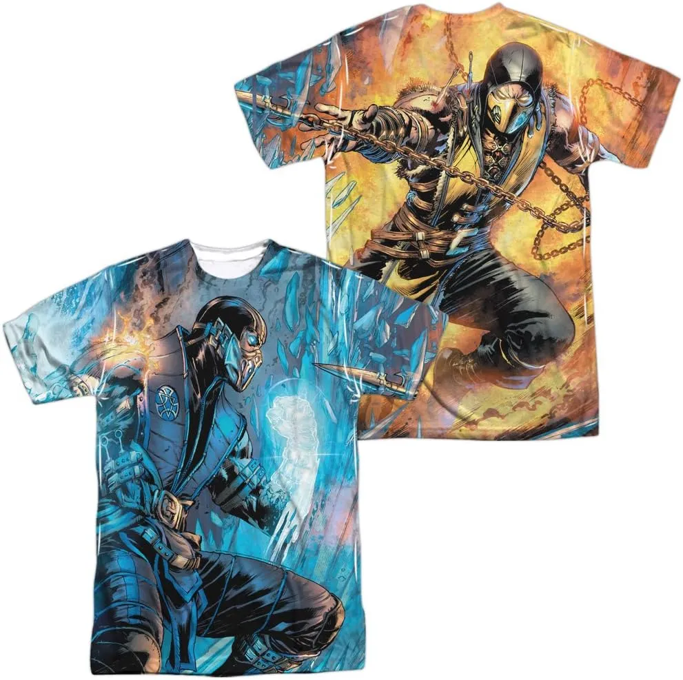 Trevco Mortal Kombat Kombat Comic (Front Back Print) S S Adult Poly Crew White