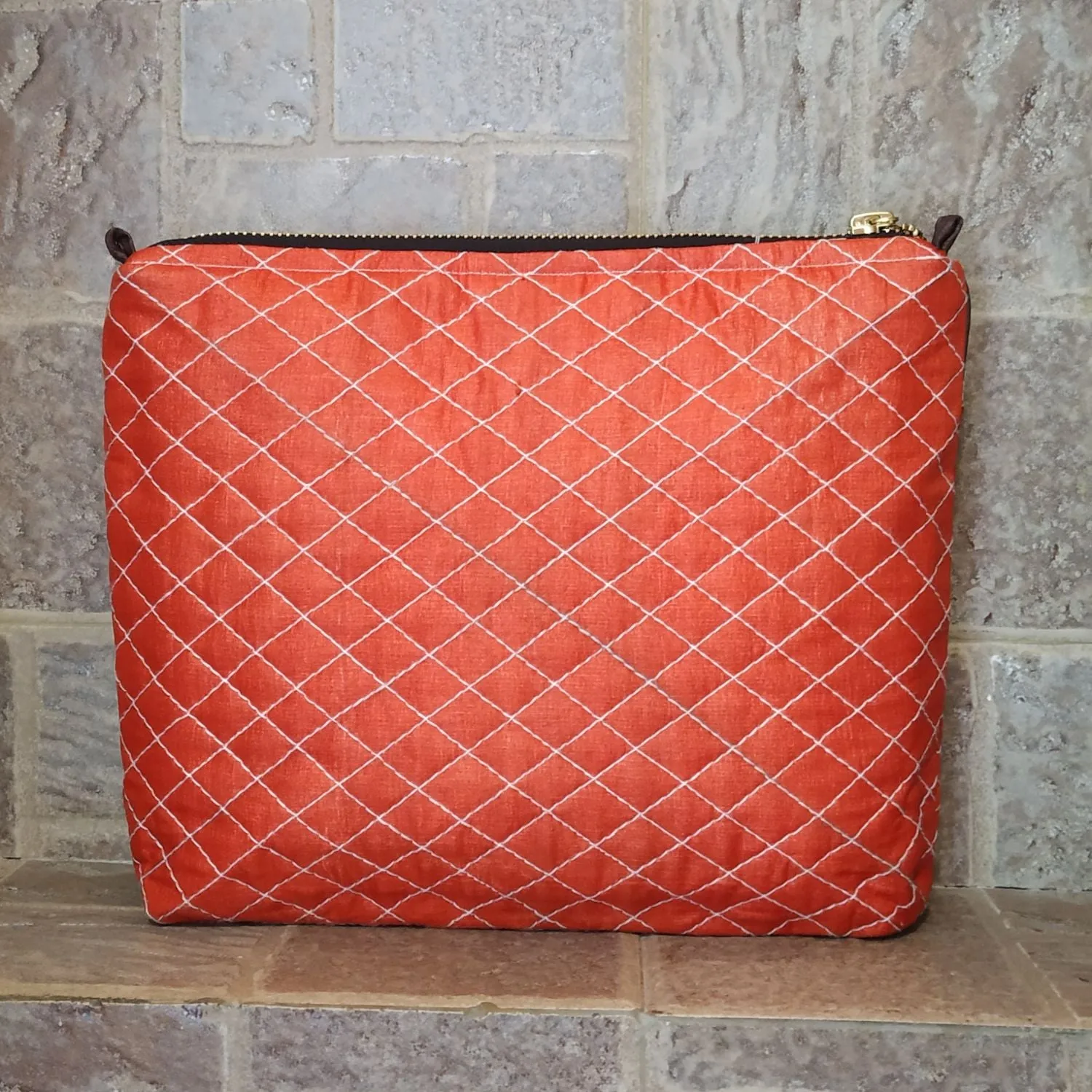 Tri-coloured Silk Quilted Clutch Bag | Geometric Pattern | Hand-Crafted