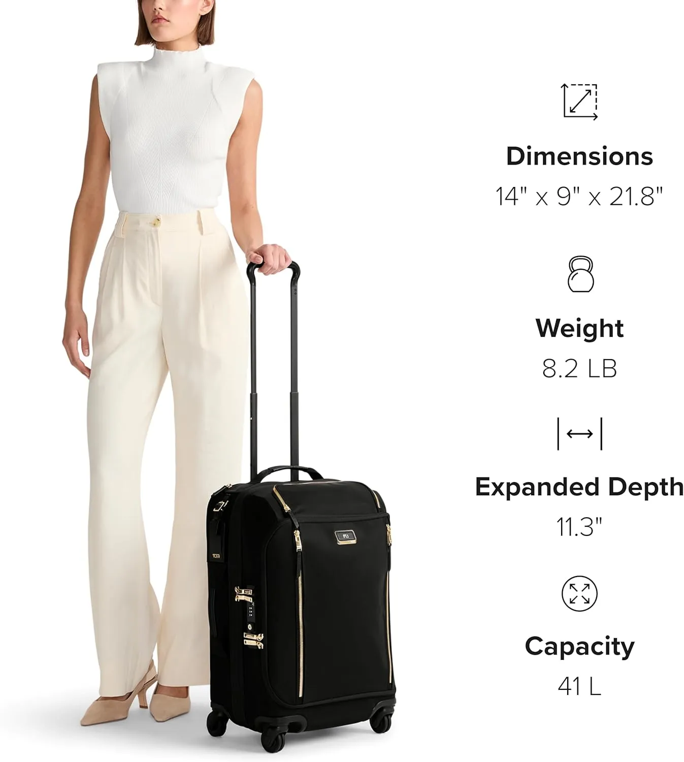 TUMI - Voyageur Leger 4 Wheel Carry-On Luggage - Lightweight and Spacious, Sleek Silhouette, Durable Women's Suitcase - 21.8" International Expandable Carry-On, Indigo with Silver Hardware