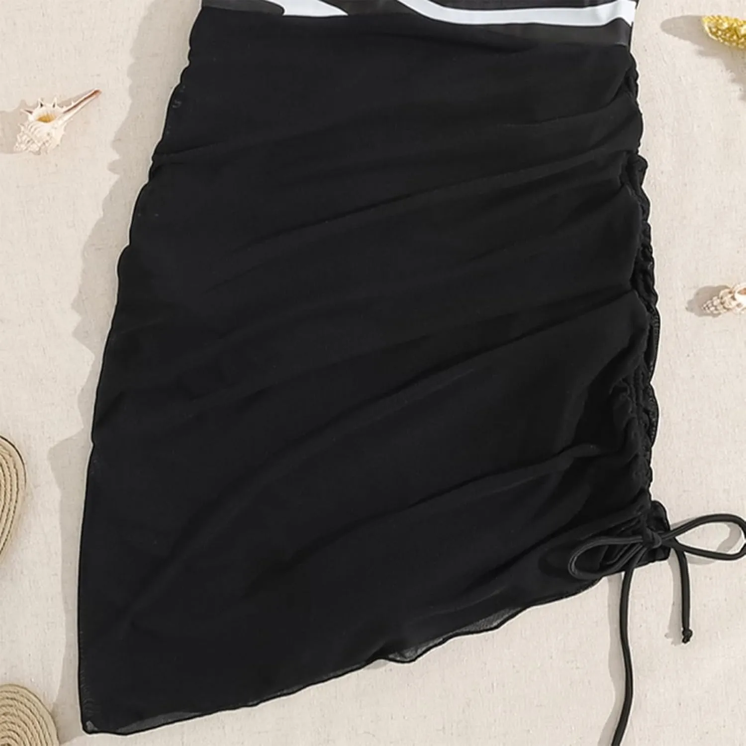 Tummy Control Swimdress One Piece Skirted Bathing Suit for Women V Neck Slimming Adjustable Tie Back Swimsuits