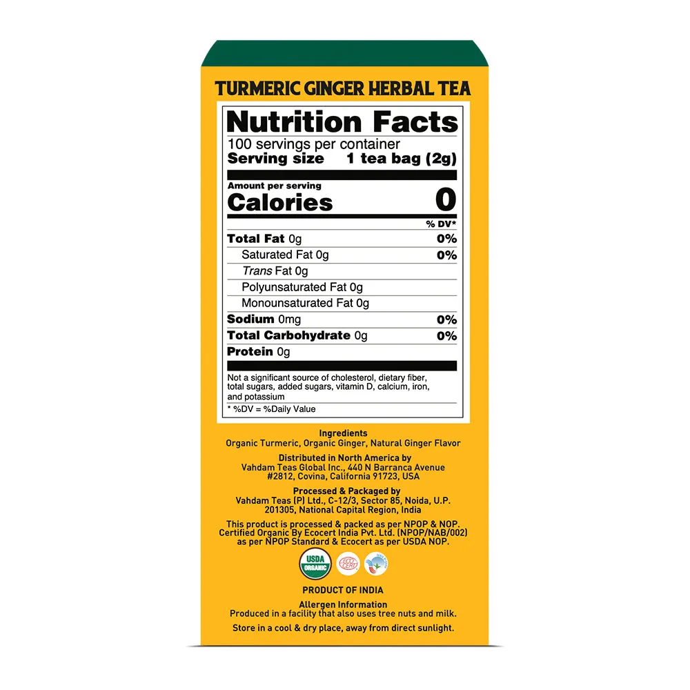 Turmeric Ginger Herbal Tea (100 Tea Bags)