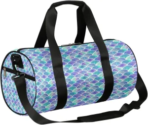 Turquoise Purple Mermaid Gym Bag Small Gym Duffel Bags for Men Women Overnight Weekender Bag Lightweight Sport Duffle Bag Carry On Gymbag