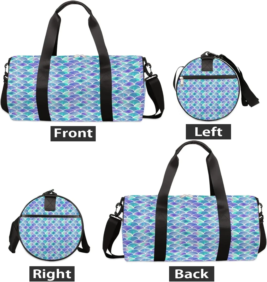 Turquoise Purple Mermaid Gym Bag Small Gym Duffel Bags for Men Women Overnight Weekender Bag Lightweight Sport Duffle Bag Carry On Gymbag