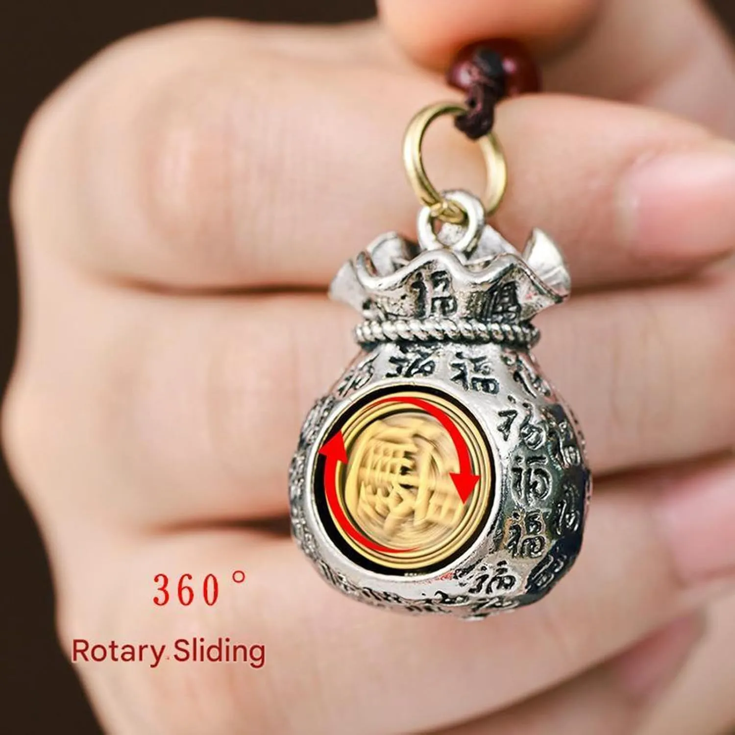 Twelve Zodiac God of Wealth Bag, Rotatable Lucky Money Bag, Daily Prosperity & Fortune-Filled Handmade Pendant, Double-Sided Chinese Zodiac Blessing Pendant