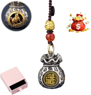 Twelve Zodiac God of Wealth Bag, Rotatable Lucky Money Bag, Daily Prosperity & Fortune-Filled Handmade Pendant, Double-Sided Chinese Zodiac Blessing Pendant