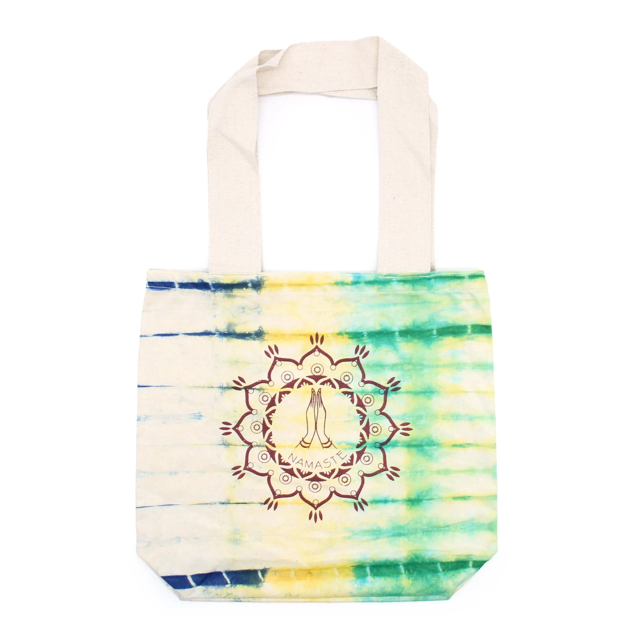 Tye-Dye Cotton Bag (6oz) - 38x42x12cm -  Namaste Hands - Multi - Natural Handle - Per case: 1 Piece