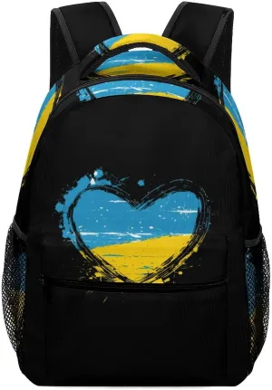 Ukraine Hear Unisex Small Backpack Lightweight Shoulder Bag Travel Daypack