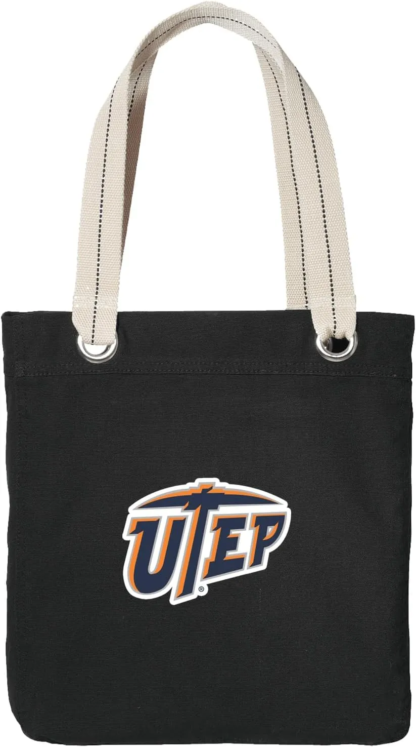 UTEP Tote Bag Rich Cotton Canvas UT El Paso Miners Bags Black