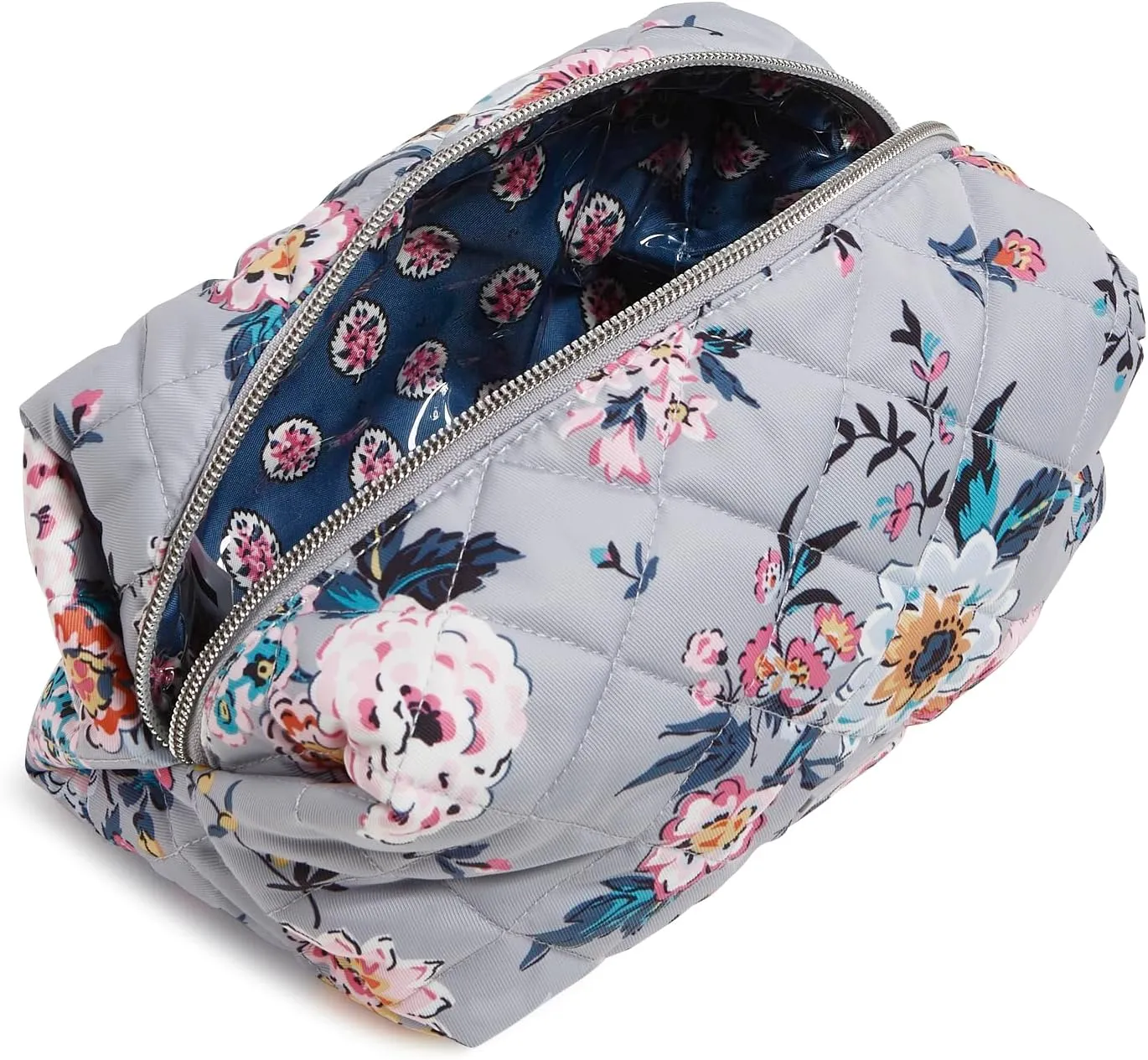 Vera Bradley Performance Twill Medium Cosmetic Makeup Organizer Bag, Parisian Bouquet