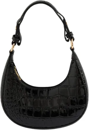 Verdusa Women's Crocodile PU Leather Hobo Shoulder Bag Small Purse Zipper Top Handle Crescent Bag
