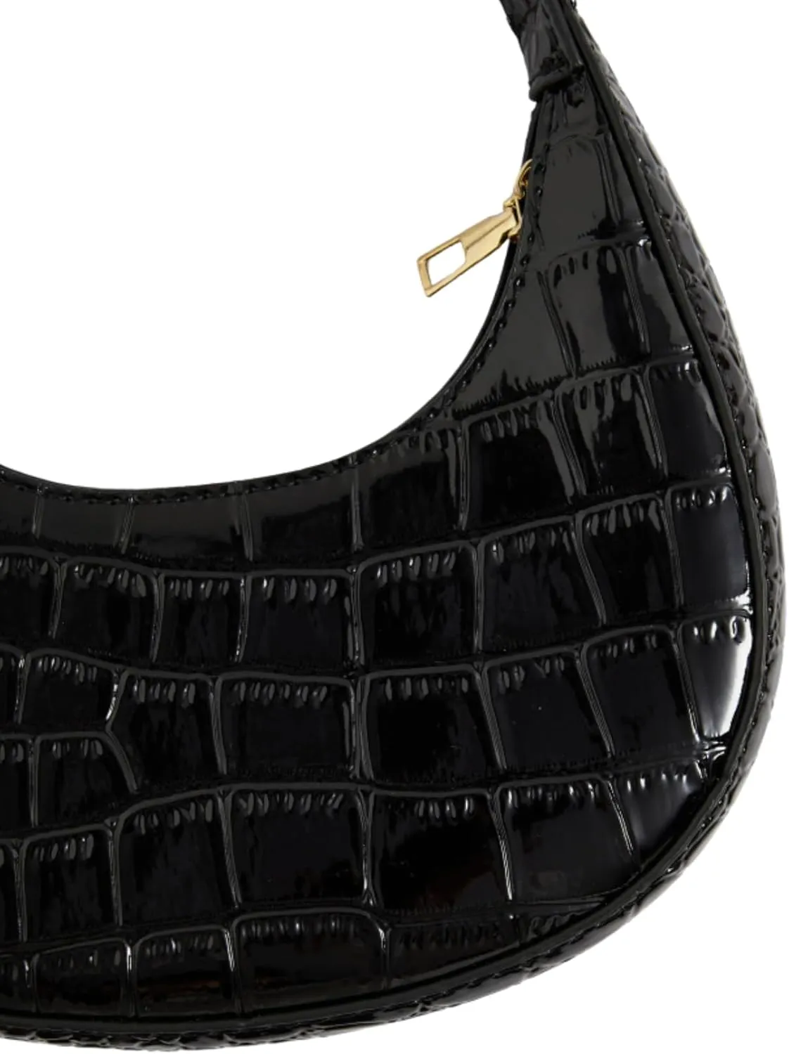 Verdusa Women's Crocodile PU Leather Hobo Shoulder Bag Small Purse Zipper Top Handle Crescent Bag